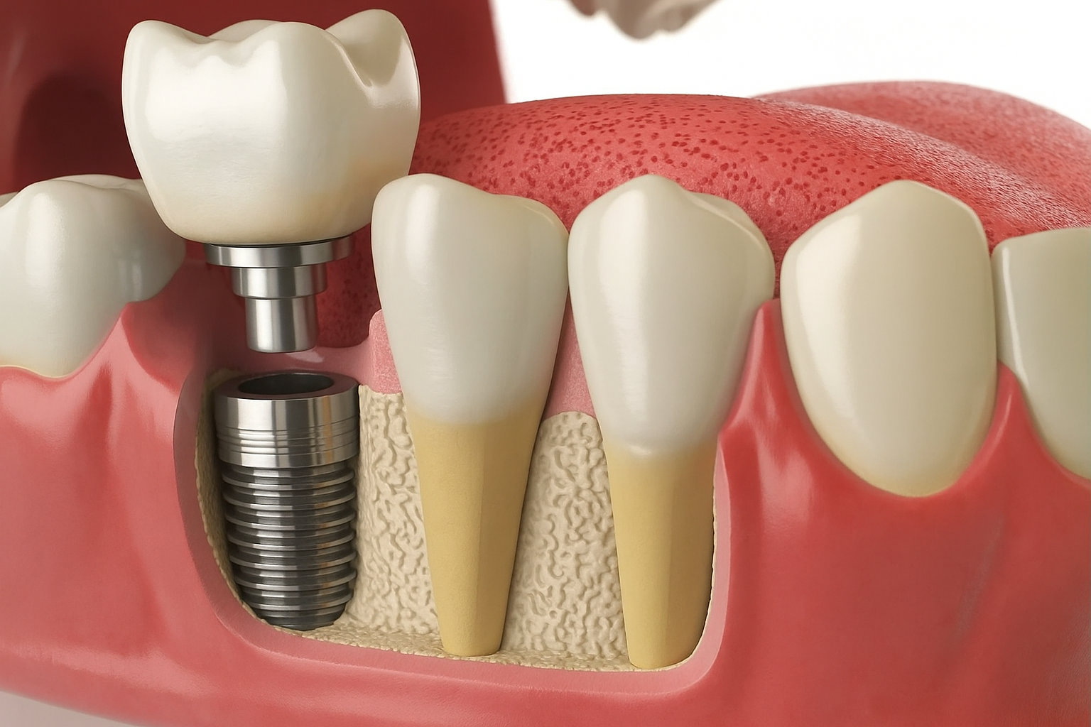 Dentist working on a dental implant procedure